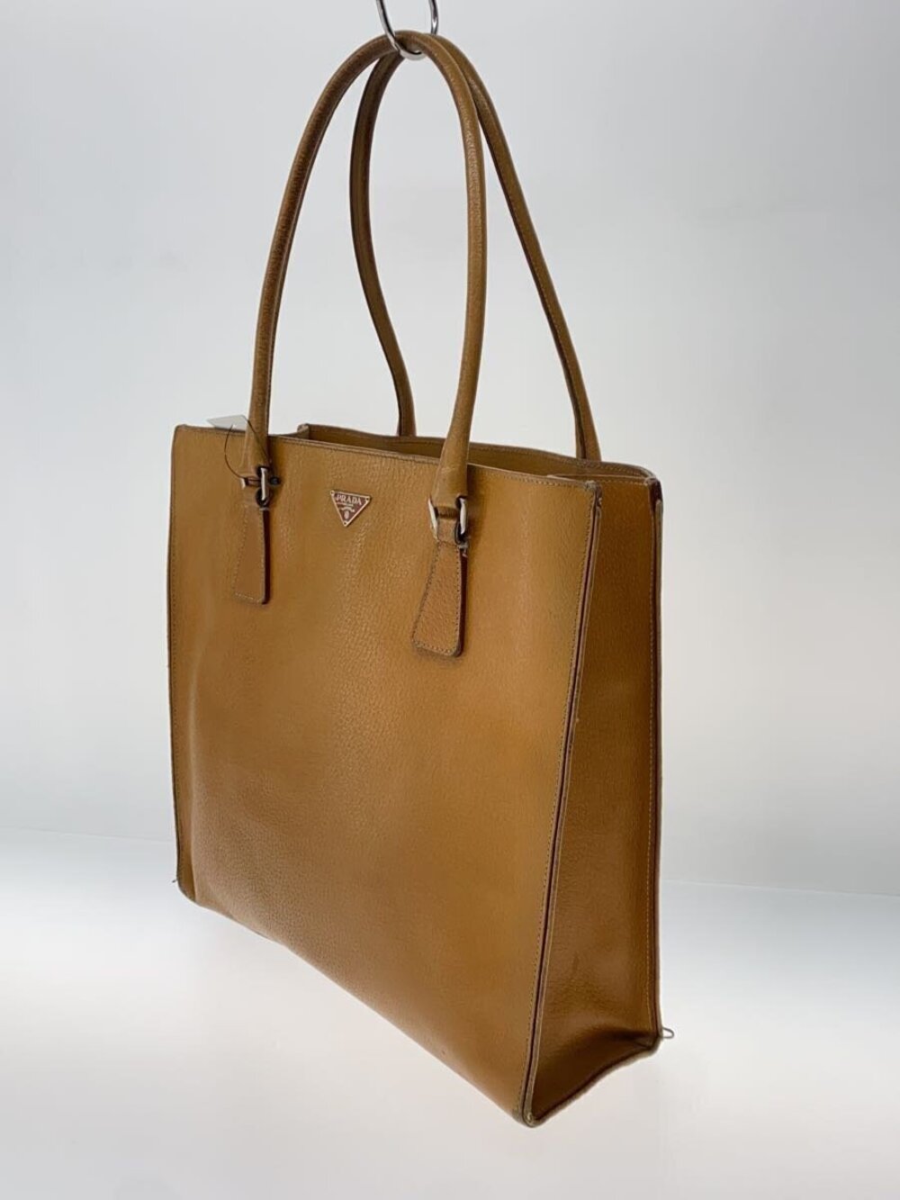 Prada Bag Tote Brown Leather Camel Brown Tan